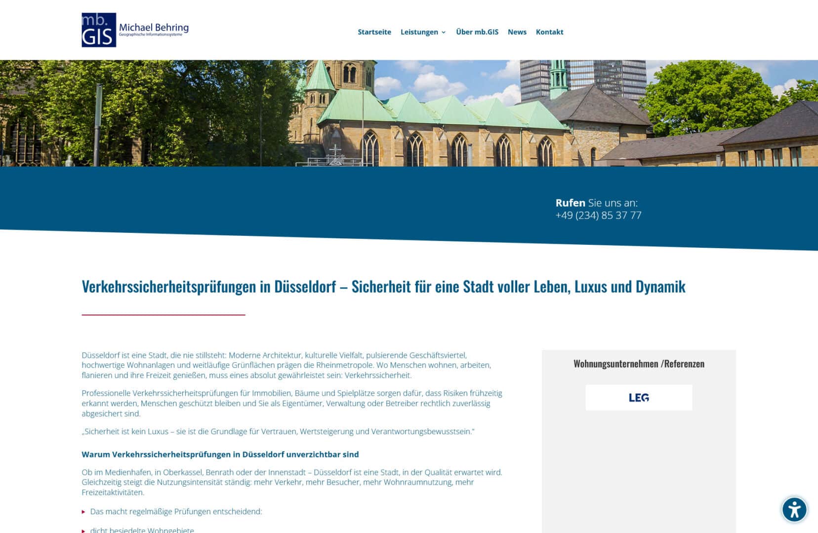 Verkehrssicherheitsprüfungen Local SEO Seite Düsseldorf 